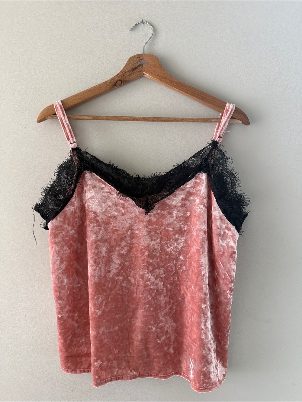 ✨MIDWEST PRINCESS✨ Velvet Pink Cami Top with Black Lace Trim Size XXL